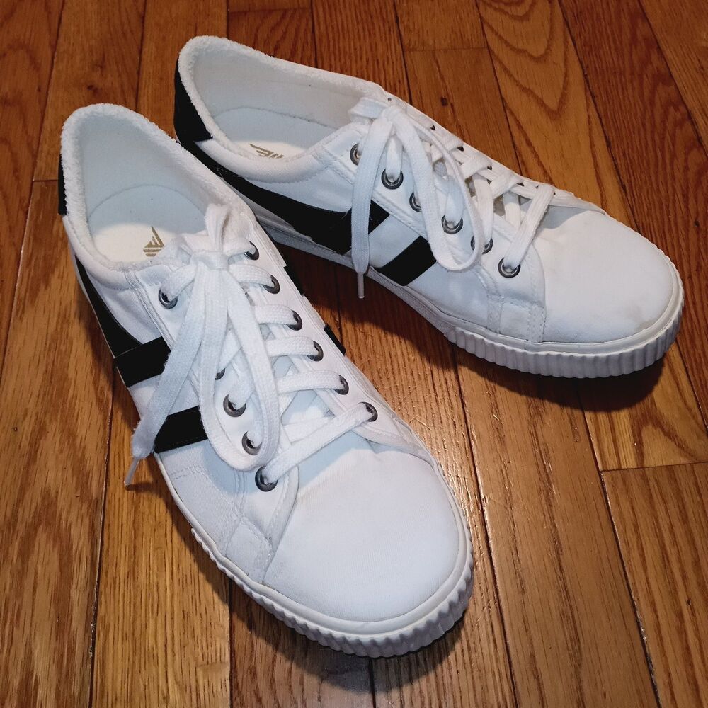 Gola Mark Cox Women's Sneaker 10 Off White Navy Canvas Lace Up Low Top
